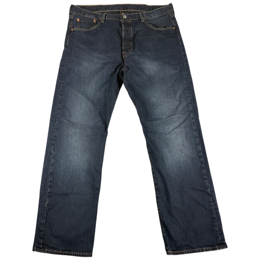 Levis 501 Straight Leg Jeans Mens 38x32 Blue Denim Dark Wash Button Fly Workwear